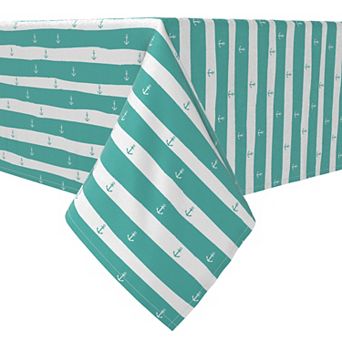 Rectangular Tablecloth, 100% Cotton, Marine Anchors Stripe