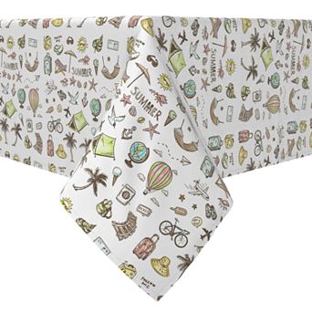 Rectangular Tablecloth, 100% Cotton, Summertime Icons