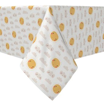 Rectangular Tablecloth, 100% Cotton, Sun and Clouds