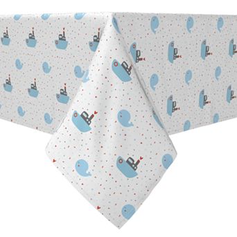 Rectangular Tablecloth, 100% Cotton, Ships and Whales