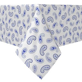 Rectangular Tablecloth, 100% Cotton, Modern Blue Paisley