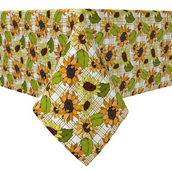 Rectangular Tablecloth, 100% Cotton, Sunflower Plaid