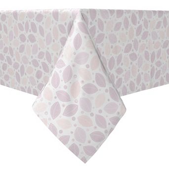 Rectangular Tablecloth, 100% Cotton, Simple Pastel Leaves