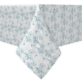 Rectangular Tablecloth, 100% Cotton, Sketches of Flowers