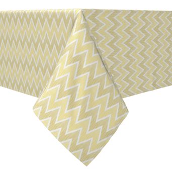 Rectangular Tablecloth, 100% Cotton, Yellow Ikat Chevron