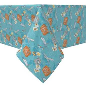Rectangular Tablecloth, 100% Cotton, Travel Journey