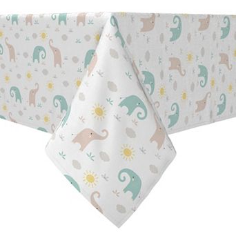 Rectangular Tablecloth, 100% Cotton, Twin Elephants