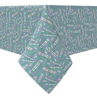 Rectangular Tablecloth, 100% Cotton, Ski Top Mountains