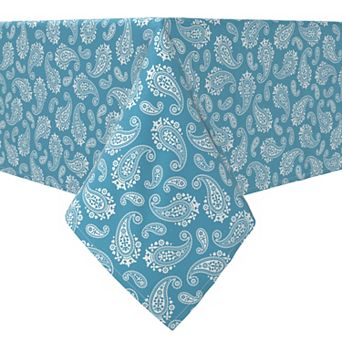 Rectangular Tablecloth, 100% Cotton, Simple Paisley Blue