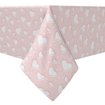 Rectangular Tablecloth, 100% Cotton, Lovely Hearts Pink