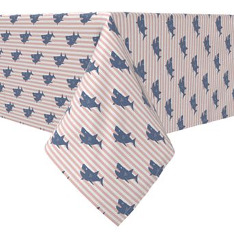 Rectangular Tablecloth, 100% Cotton, Sharks and Stripes