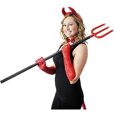 5x Red Devil Horns Headband Tail Bowtie Gloves Pitchfork Women Halloween Costume