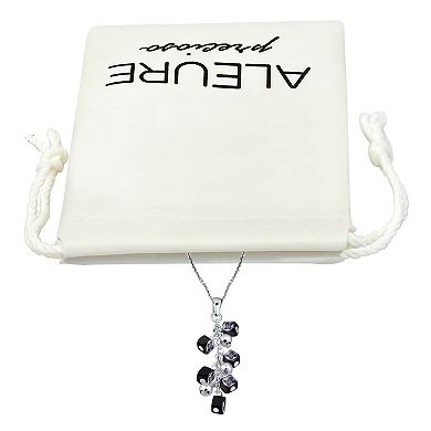 Aleure Precioso Sterling Silver Colored Square Glass Bead Linear Pendant Necklace
