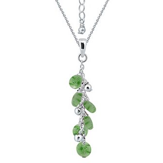 Aleure Precioso Sterling Silver Glass Bead Linear Drop Pendant Necklace