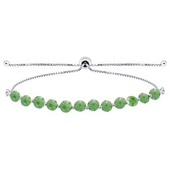 Aleure Precioso Sterling Silver Multi Blue Color Glass Bead Adjustable Bracelet