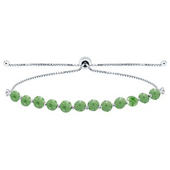 Aleure Precioso Sterling Silver Multi Blue Color Glass Bead Adjustable Bracelet