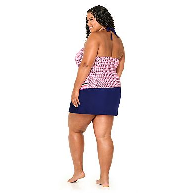 Plus Size Freshwater Scarf Hem Tankini Swim Top