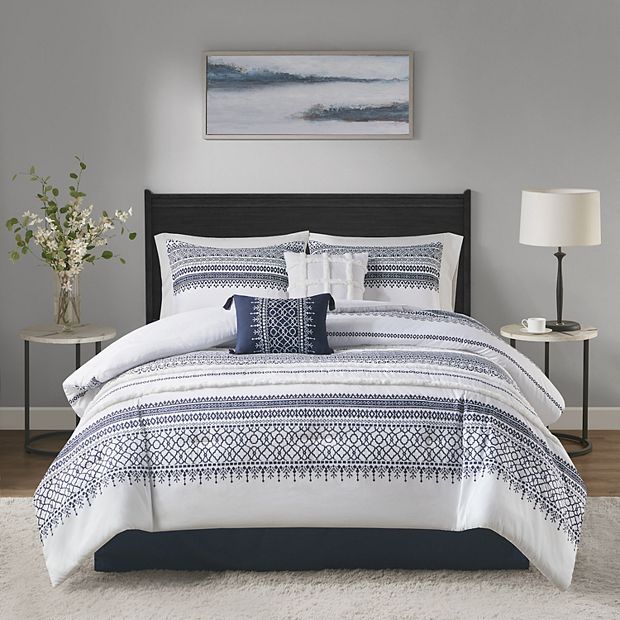 Madison Park King / California 6 Piece Duvet Cover Set Navy Finish MP12-2211 outlet