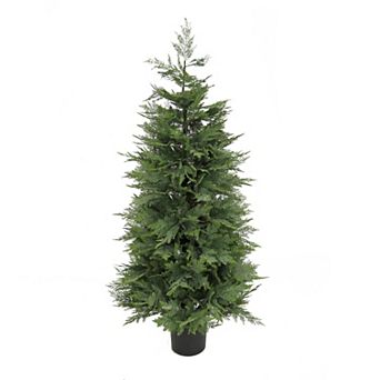 National Tree Company 5' Artificial Cypress Topiary in Plastic Nursery Pot