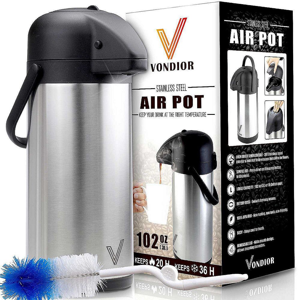 Vondior Airpot Coffee Dispenser with Pump Insulated Stainless