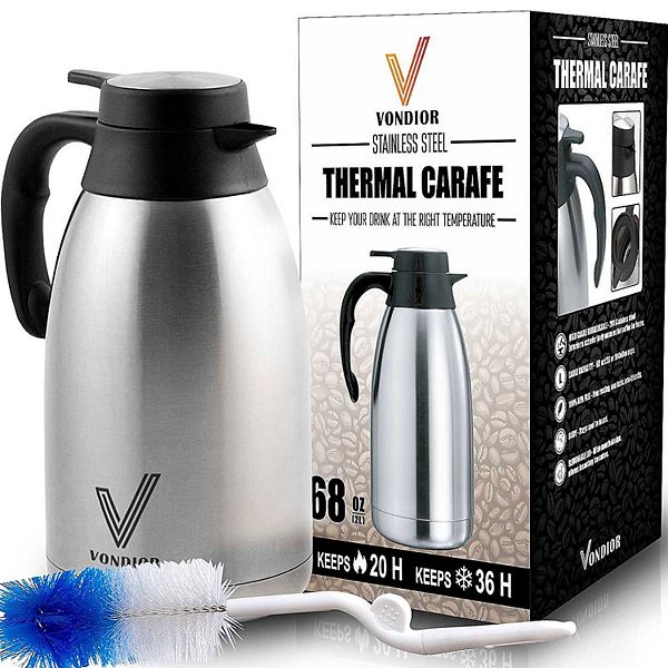 Vondior Coffee Carafe, 68 Oz Stainless Steel Thermal Coffee Carafe Hot Or  Cold