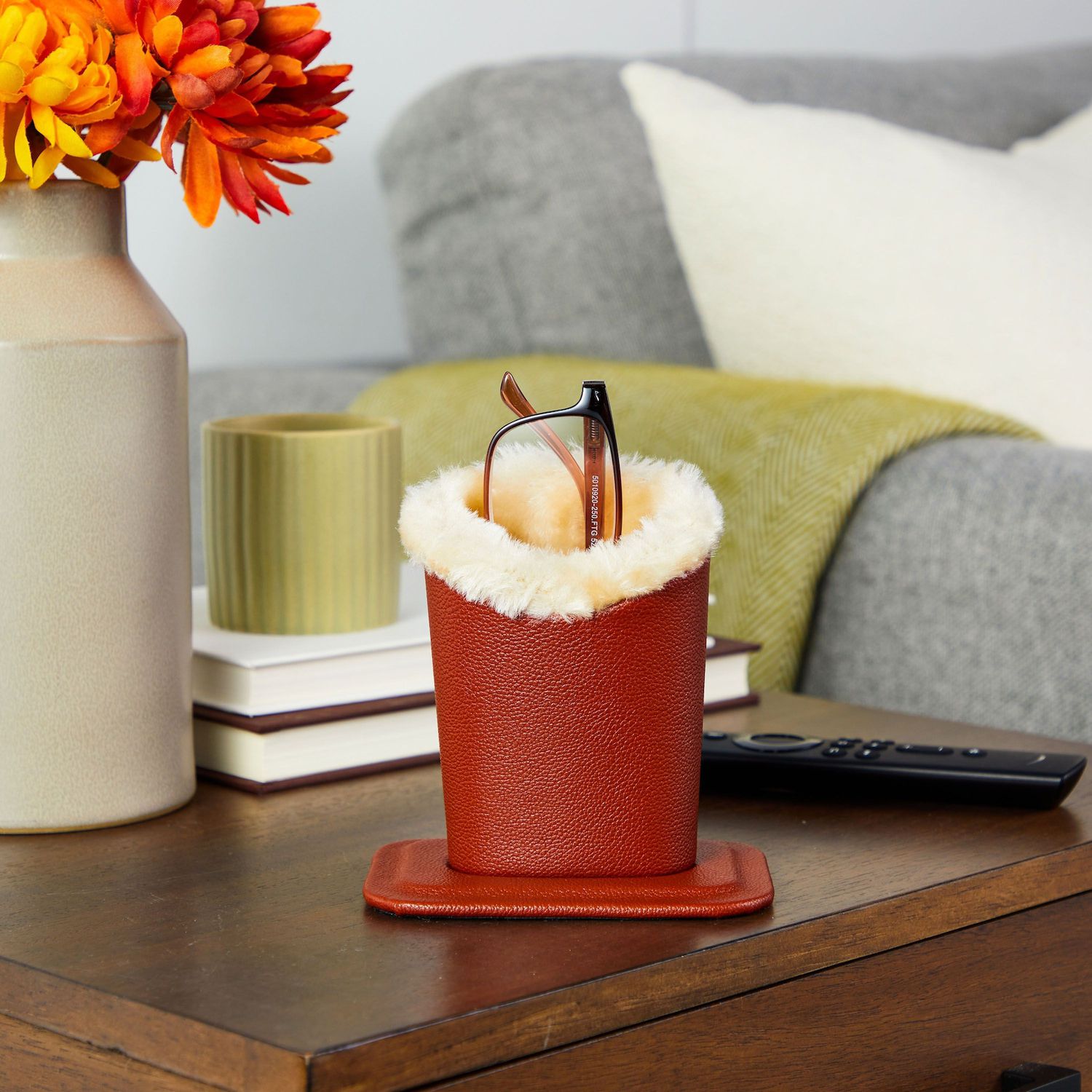6 Pack Plush Lined Eyeglasses Holder Stand Leather Glasses Case Amazon.com: ZOOFOX 3 Pack Eyeglass Holder, PU Leather  main image 2