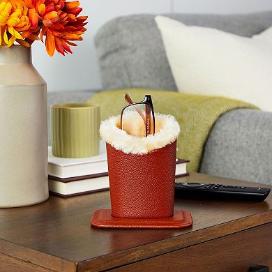 2 Pack Eyeglasses Holder Stand, Plush Lined Bedside Glasses Case for Nightstand