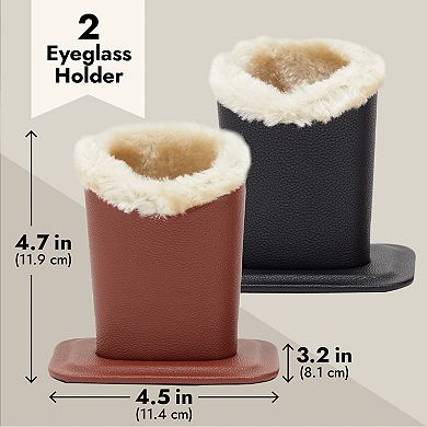 2 Pack Eyeglasses Holder Stand, Plush Lined Bedside Glasses Case for Nightstand