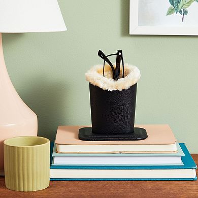 2 Pack Eyeglasses Holder Stand, Plush Lined Bedside Glasses Case for Nightstand