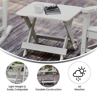 Merrick Lane Ridley Outdoor Folding Side Table, Portable All-Weather HDPE Adirondack Side Table