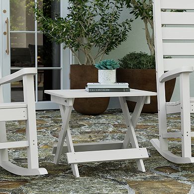 Merrick Lane Ridley Outdoor Folding Side Table, Portable All-Weather HDPE Adirondack Side Table