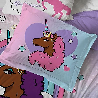 Afro Unicorn Unique, Divine, Magical Bedding Set with Sham