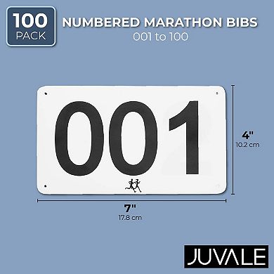 100x Numbered Marathon Bibs Running Numbers for Marathon Races Sports 7 x 4"