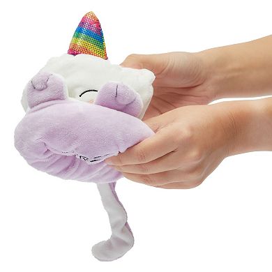 Small Reversible Caticorn Plush Toy, Lavender and White Caticorn Plushie with Rainbow Horn (6 x 12 In)
