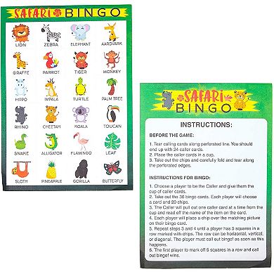 Blue Panda Safari Bingo Game 36 Pack - Jungle Theme Birthday Party Baby Shower Games