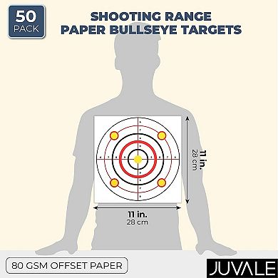 50 Pack Paper Targets for Shooting Range, Bullseye Target for Firearms Practice (11 x 11 In)