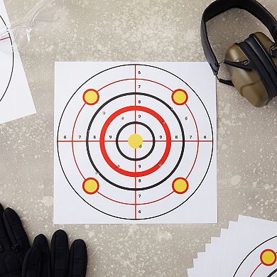 50 Sheets Bullseye Paper Targets for Firearms Range Practice, 11x11 In