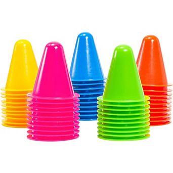50 Pack Mini Cones for Classroom, Small Sports Markers (Assorted Colors, 3 in