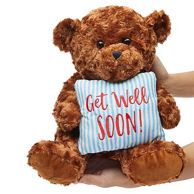 Get Well Soon Bear Plush Pillow Get Well Soon Bear for Kids Adults Dark Brown 14