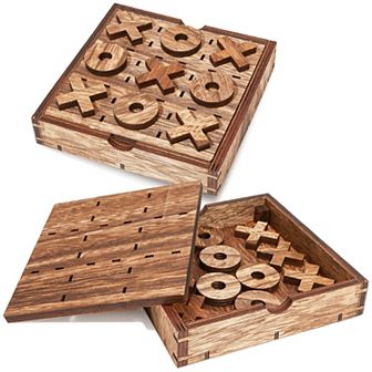 2 Pack Tic Tac Toe Board Game for Kids Family Party Living Room Decor, 5.5X1.15"