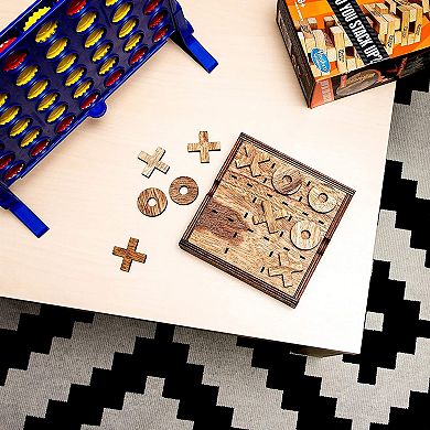2 Pack Tic Tac Toe Board Game for Kids Family Party Living Room Decor, 5.5X1.15"