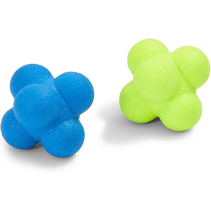 yellow and blue rubber reaction bounce balls