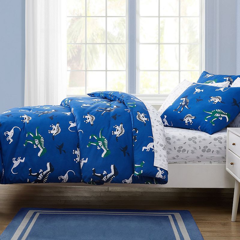 Olivia & Finn Extinct Dino Full Size Bed in a Bag Set, Blue