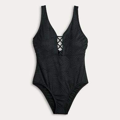 Women's Freshwater Deep Plunge Strappy One-Piece Swimsuit