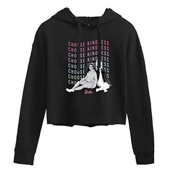 Juniors' Barbie Choose Kindness Cropped Graphic Hoodie