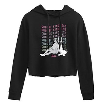Juniors' Barbie Choose Kindness Cropped Graphic Hoodie