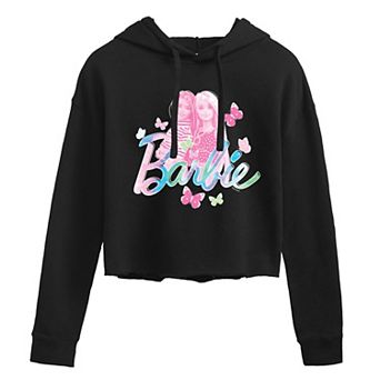 Juniors' Barbie Butterflies Cropped Graphic Hoodie