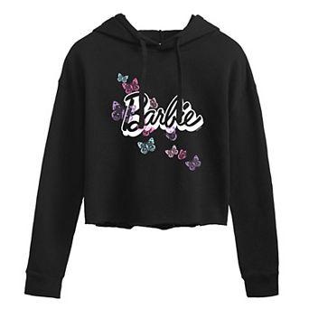 Juniors' Barbie Logo Cropped Graphic Hoodie