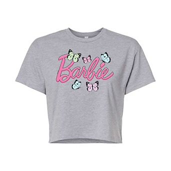 Juniors' Barbie Logo Cropped Tee