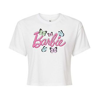 Juniors' Barbie Logo Cropped Tee